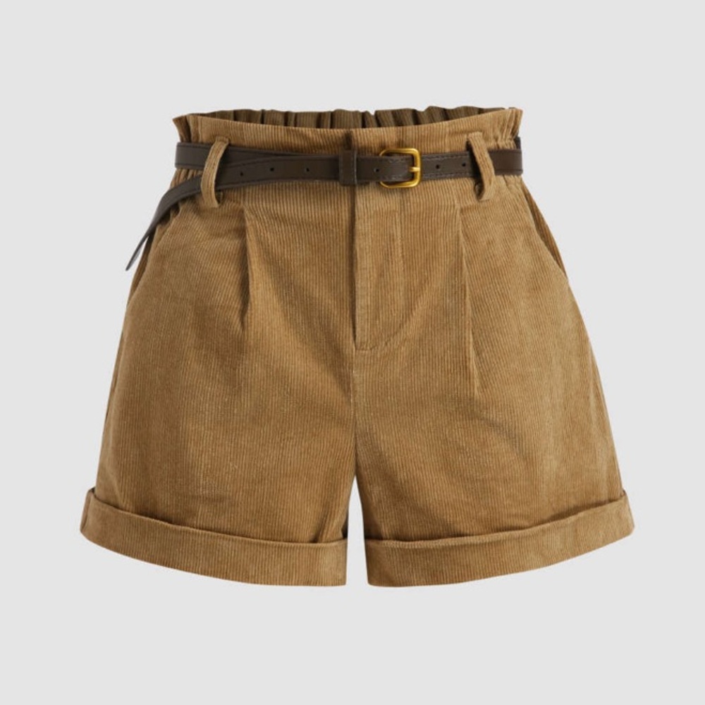 Cider Camel Corduroy Mini Shorts